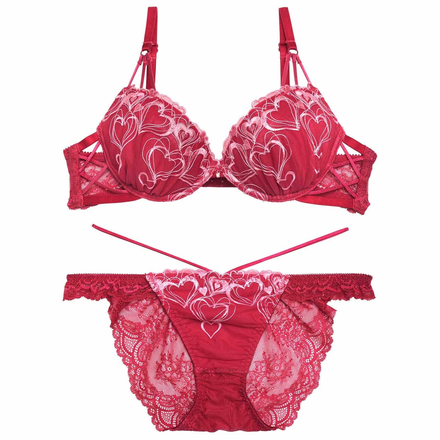 12/4再販!メルティーハートストリングブラジャー&amp;バック透けフルバックショーツ