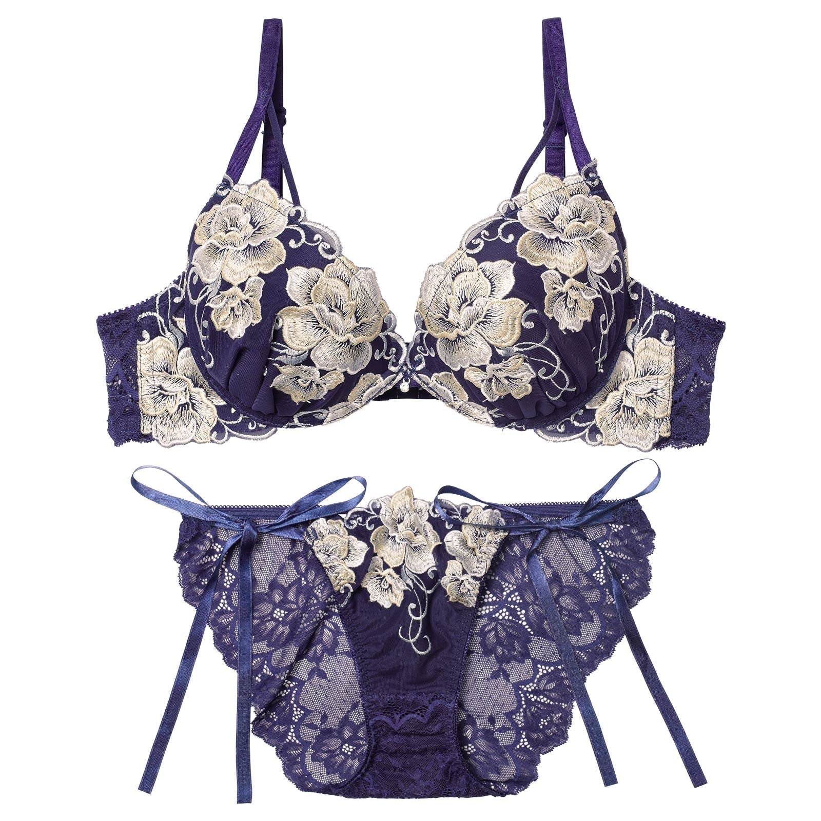 12/3新作!エターナル リッチローズブラジャー&amp;サイド紐バック透けフルバックショーツ