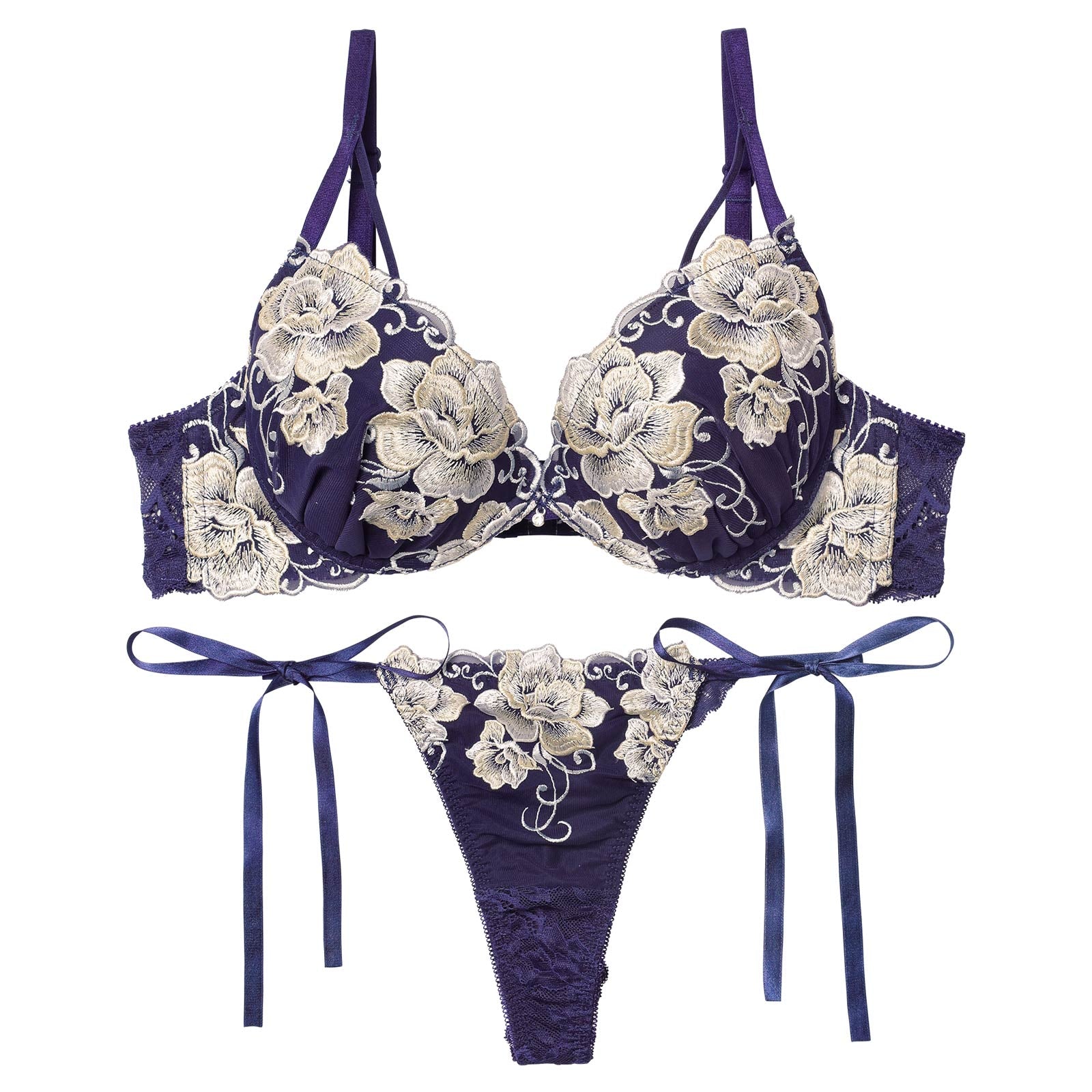 12/3新作!エターナル リッチローズブラジャー&amp;サイド紐バック透けTバックショーツ