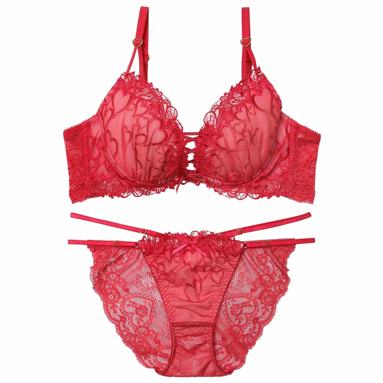 1/14新作!スピンドルクイーンハートブラジャー&amp;バック透けフルバックショーツ