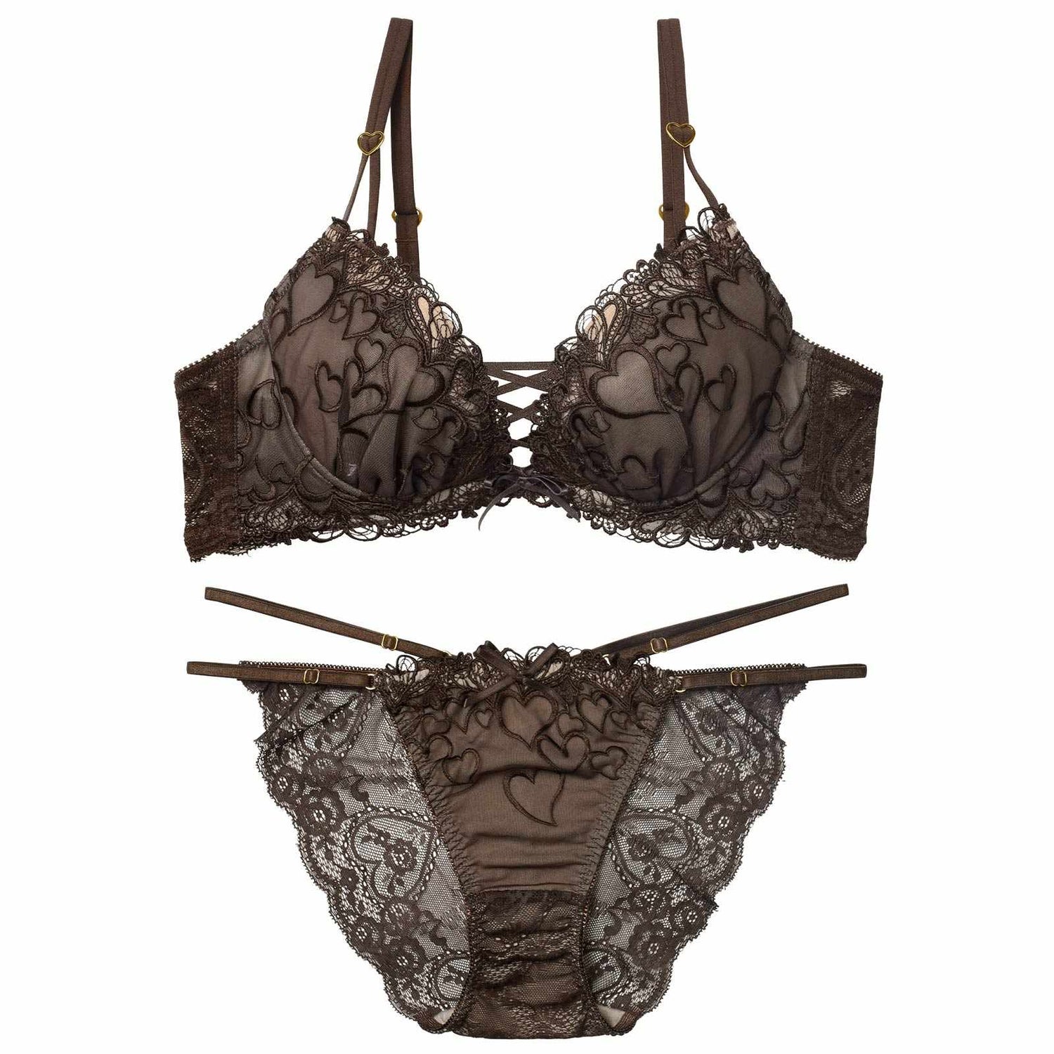 1/14新作!スピンドルクイーンハートブラジャー&amp;バック透けフルバックショーツ