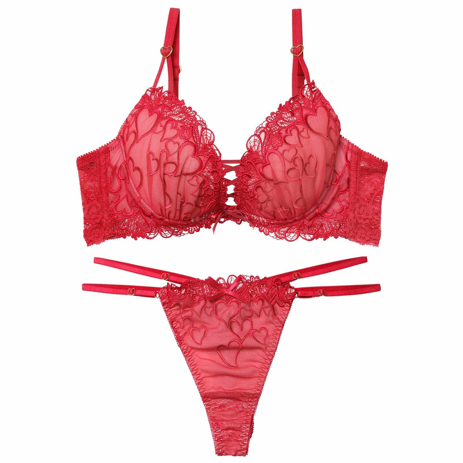 1/14新作!スピンドルクイーンハートブラジャー&amp;バック透けTバックショーツ