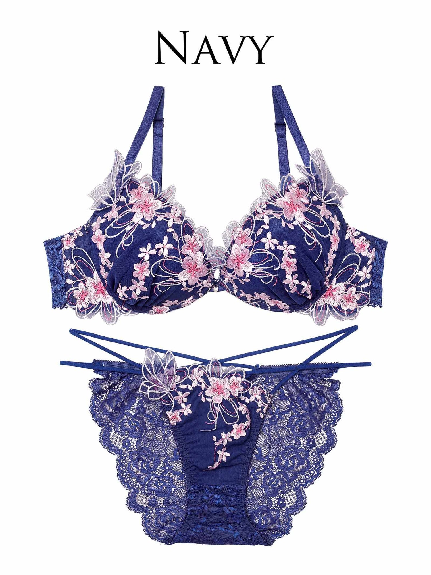 3/4新作!グレイスチェリーブロッサムブラジャー&amp;バック透けフルバックショーツ