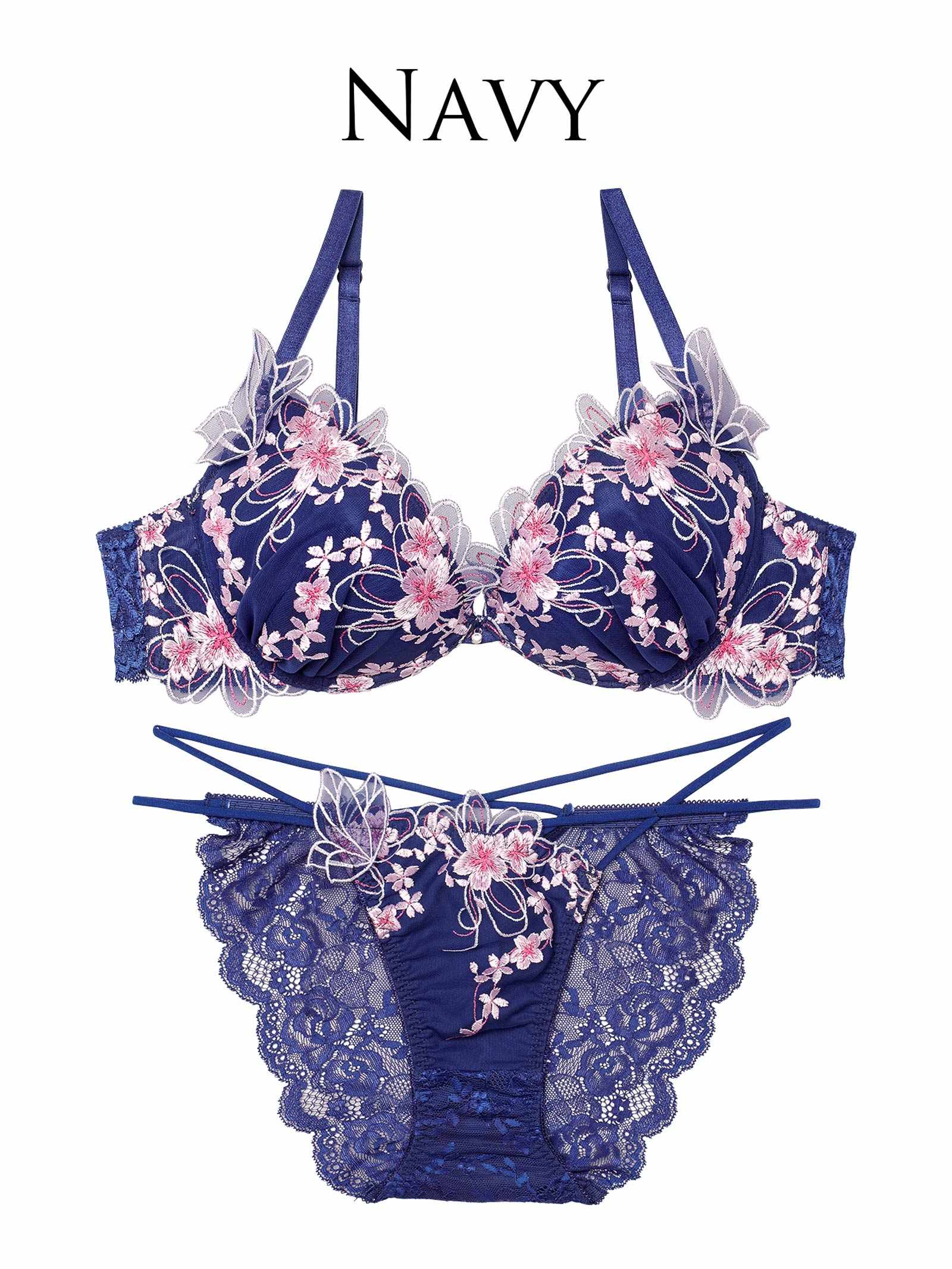 3/4新作!グレイスチェリーブロッサムブラジャー&amp;バック透けフルバックショーツ
