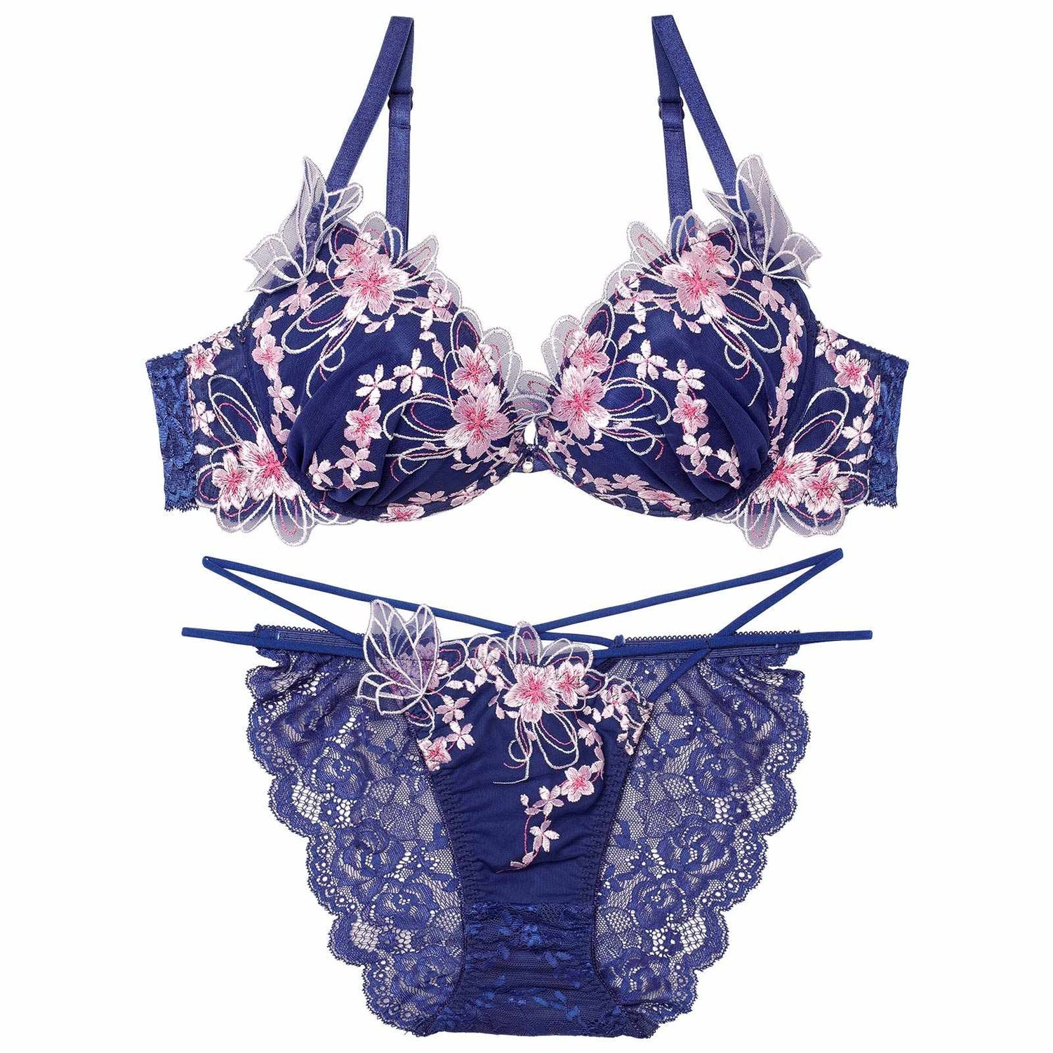3/4新作!グレイスチェリーブロッサムブラジャー&amp;バック透けフルバックショーツ