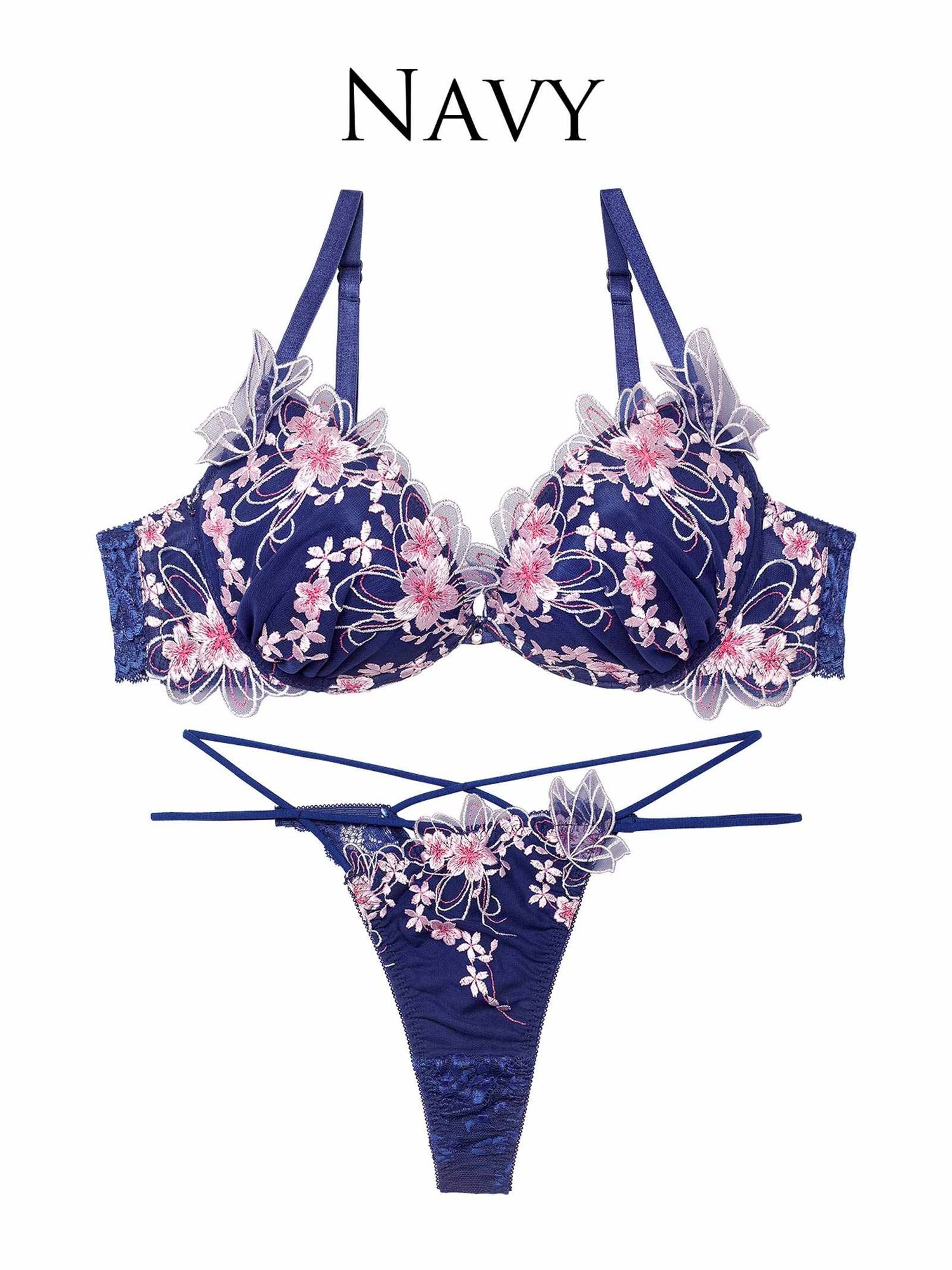 3/4新作!グレイスチェリーブロッサムブラジャー&amp;バック透けTバックショーツ