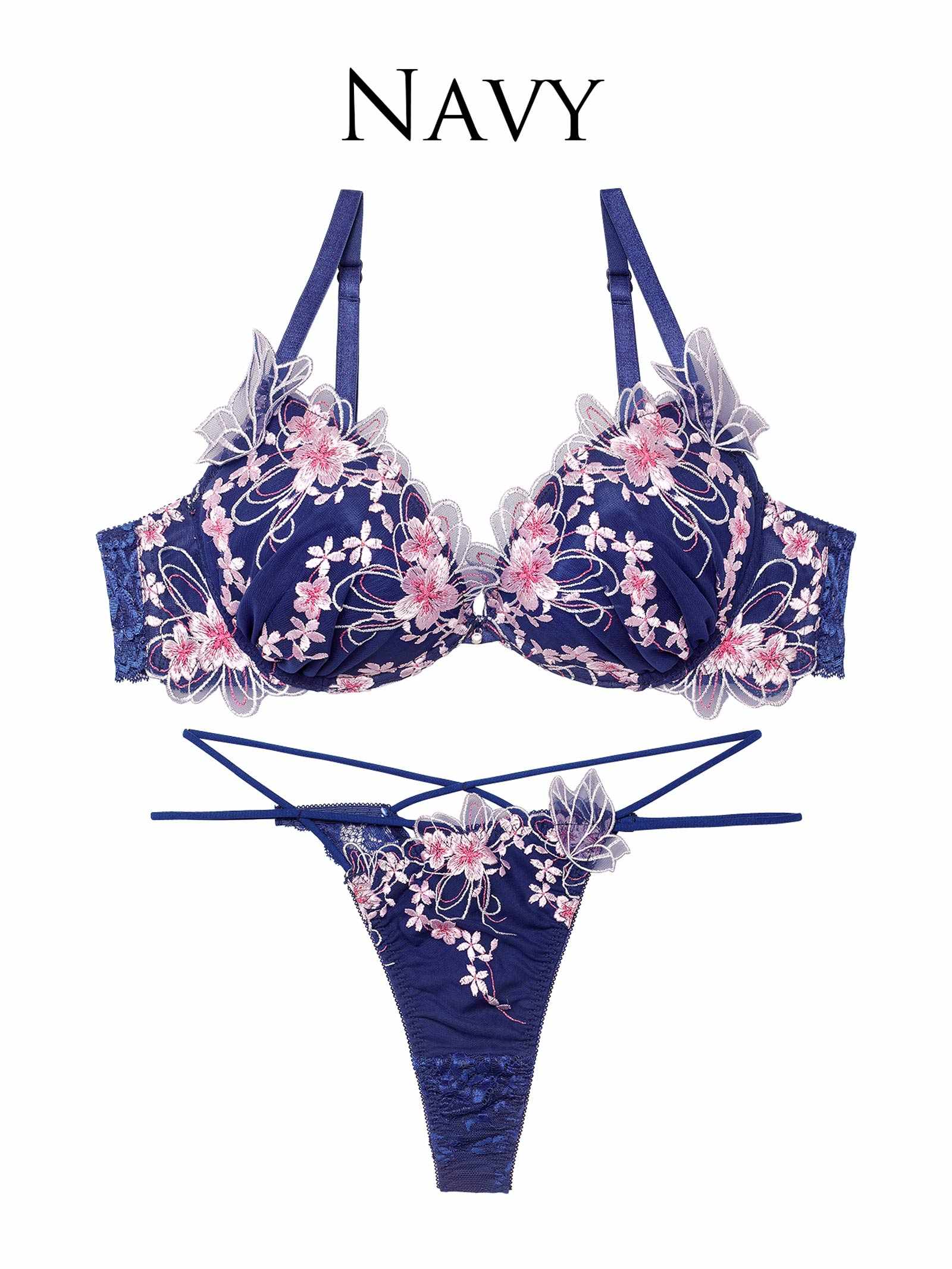 3/4新作!グレイスチェリーブロッサムブラジャー&amp;バック透けTバックショーツ