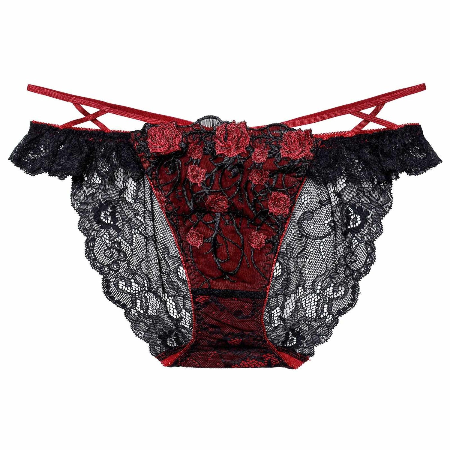 1/23新作!ミッドナイトローズクロスコードバック透け選べるショーツ[おそろいショーツ]