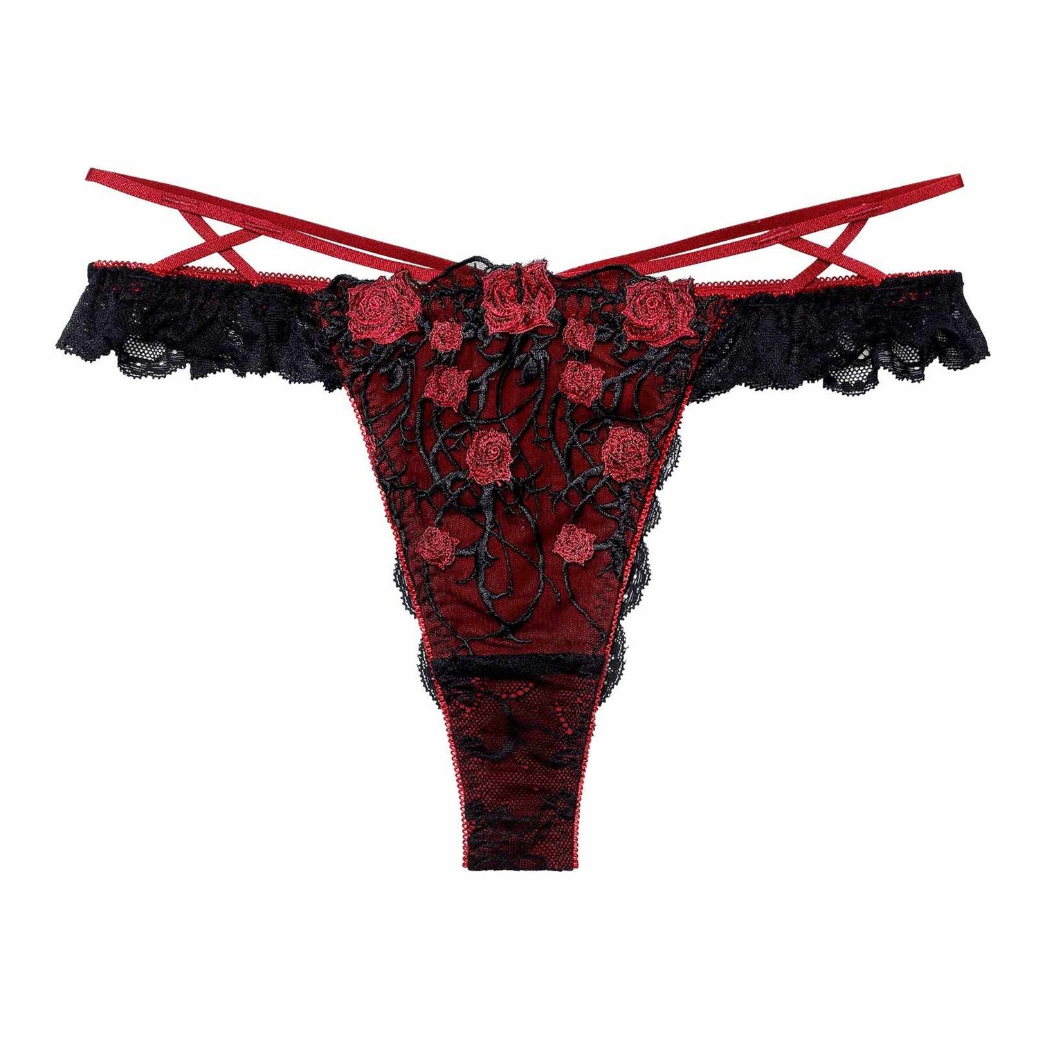 1/23新作!ミッドナイトローズクロスコードバック透け選べるショーツ[おそろいショーツ]