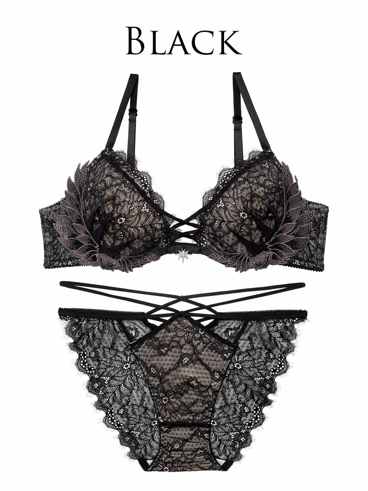 12/22新作!グラマラスフェザーローズブラジャー＆バック透けフルバックショーツ