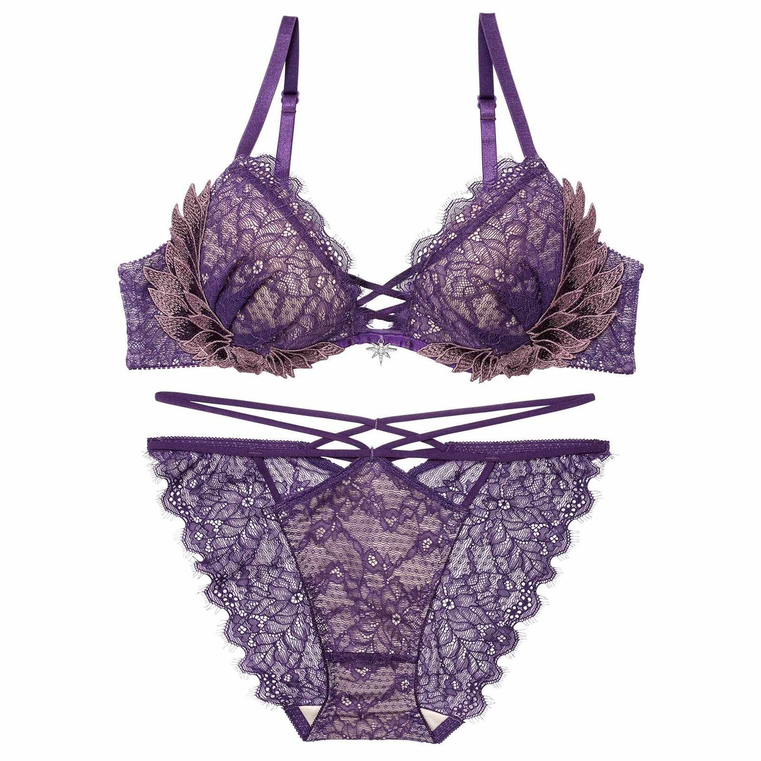 12/22新作!グラマラスフェザーローズブラジャー＆バック透けフルバックショーツ