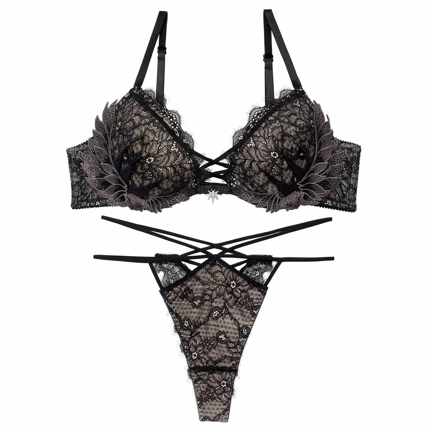 12/22新作!グラマラスフェザーローズブラジャー＆バック透けTバックショーツ
